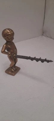 tire bouchon ancien collection Mankenn Pis Erotique Laiton Bronze  - Photo 1/3