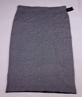 Alfani Skirt Womens Large Gray Birdseye Jacquard Knit Pull On Pencil Midi NWT - Image 1 of 4