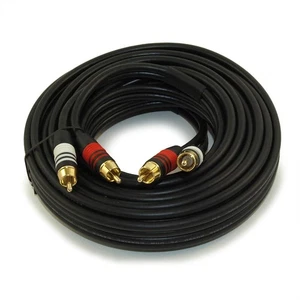 25ft 2 Wire RCA Premium Component Audio Cables  24K Gold Plated  Black - Picture 1 of 3