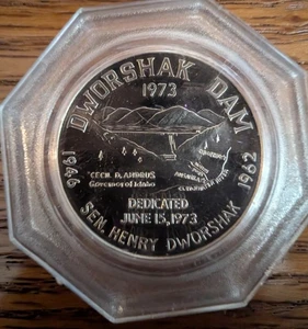 1973 .999 Silbermedaille Lewis Clark Münze Club Lewiston Idaho Dworshak Dam  - Bild 1 von 4