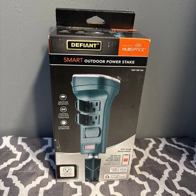Temporizador de estaca de alimentación inteligente para exteriores de 4 pies y 6 salidas Defiant alimentado por Hubspace NUEVO Foto 1 de 4