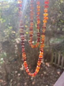 Non-graduated Baltic Honey Amber 20” Necklace Hand Tied Vtg Small Square Beads - Picture 1 of 11