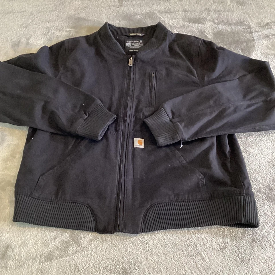 Carhartt Jacket Youth XL Black Rugged Flex Relaxed Fit Canvas Bomber OJ2524-W - Image 1 of 4