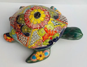 MEXICAN TALAVERA POTTERY SEA TURTLE SCULPTURE LARGE 17" LONG X 16" WIDE - Picture 1 of 5