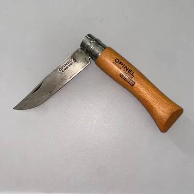 Opinel No. 07 Carbone 钢刀木柄法国锁口袋刀 — 第 1/4 张图片
