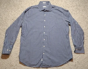 Peter Millar Button Up Shirt Mens XL Blue Gingham Checked Long Sleeve Preppy - Picture 1 of 9
