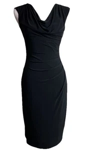 Vestido Vaina Lauren Ralph Lauren Negro Talla 2 Elástico Acanalado Sin Mangas Midi - Imagen 1 de 11