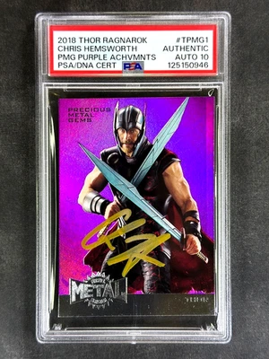 2018 Marvel Metal Thor Ragnarok #G1 Chris Hemsworth PMG Purple Auto PSA 10 Auto - Image 1 of 2