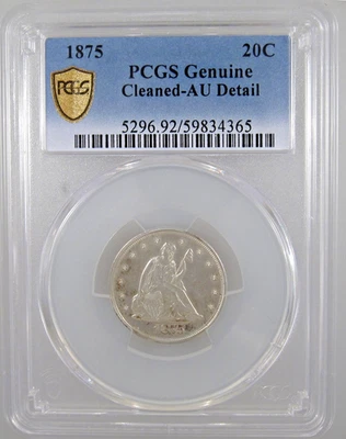 1875 Twenty Cent Piece AU Detail Cleaned PCGS Certified - Image 1 of 4