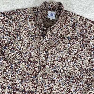 J Press Shirt Mens Large Red Paisley Button Up Short Sleeve Camp Yale Ivy Preppy - Image 1 of 4