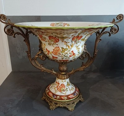 Grande Coupe Porcelaine Chinoise Wong Lee Monture Bronze - Photo 1/4