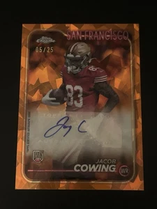 JACOB COWING - 2024 Topps Chrome Sapphire /25 ARANCIONE AUTOGRAFO RC - Foto 1 di 2
