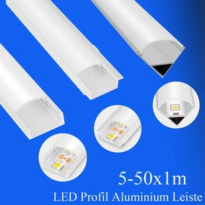 5M-50M LED Profil Aluprofil Alu Schiene Leiste Profile für LED-Streifen Eloxiert - Bild 1 von 35