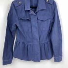 Miami womens small jacket coat peplum utility raw edge pockets blue cottage core