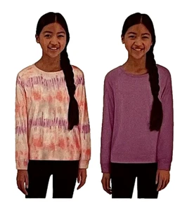 2 Lucky Brand PINK & VIOLET Youth Long-sleeve KNIT TOPS   Size L (14-16)   NWT - Picture 1 of 4