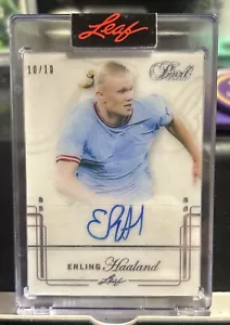 Carta autografata Erling Haaland firmata 2022 foglia perla BA-EH1 10/10 - Foto 1 di 2