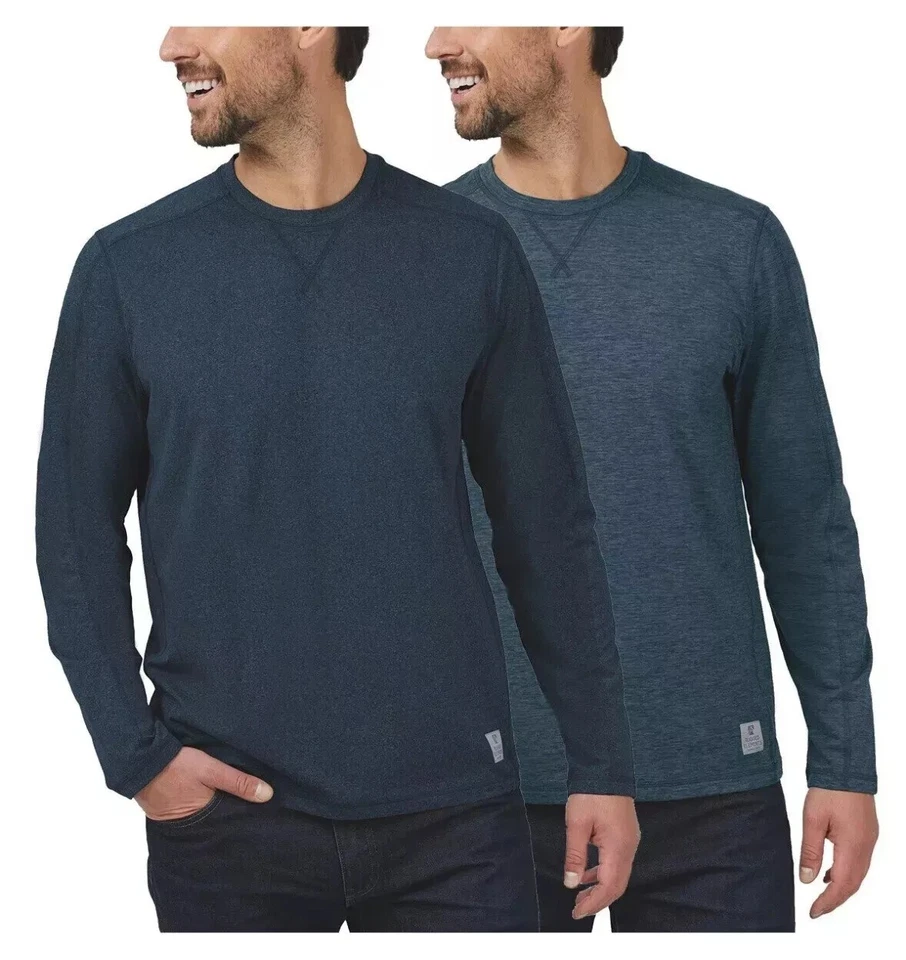 Rugged Elements Men's 2 Pack Long Sleeve Crew Neck Tee Blue Size- M