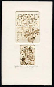 Estonia Ex Libris Berta Mäger ( 1918-1999 ) signed 1988 Excellent Condition !! - Picture 1 of 2