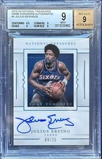 2015-16 National Treasures Julius Erving Auto /25 BGS 9 / 9 Philadelphia 76ers