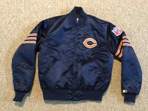 Giacca Bomber Vintage Starter Made in USA Raso NFL Chicago Bears Taglia L - Foto 1 di 11