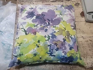 Martha Collins Climaweave Indoor Outdoor 16in Square Pillow Purple Lime Yellow - Picture 1 of 3