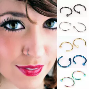 Unisex Small Fake Nose Ring Ear Lip Body Piercing Jewellery Silver Gold Black - Picture 1 of 9