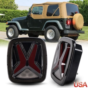 New LED Tail Lights For Jeep Wrangler TJ CJ YJ Rear Brake Stop Reverse Lamp DOT - Picture 1 of 14