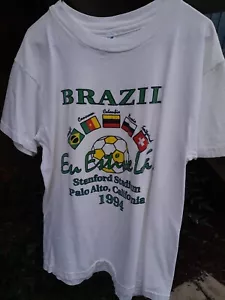 Vtg Kids Large Brazil Soccer 1994 World Cup Tshirt Vintage 90s Retro - Picture 1 of 7