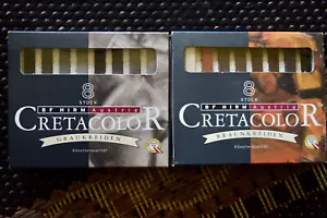 (2) NEW CretaColor 8 BROWN/ 8 GREY Chalk Sticks SET ARTIST SUPPLIE Free shipping - Picture 1 of 7