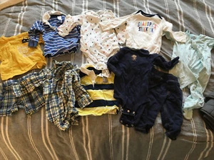 Baby Boy 10PC Clothes Lot Size 9 months Bodysuits One Piece Pants Pajama Top 888 - Picture 1 of 12