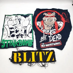 Punk Rock Patches Patch Lot T-Shirt Vest Blitz Stinkbomb Red Handed Bandits - Picture 1 of 5