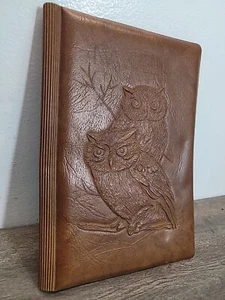 Handmade Owl Embossed Brown Leather Journal Pocket Style Refillable 8"x6" Blank - Picture 1 of 6