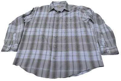 Camisa Haggar Para Hombre Talla L Marrón Negra Cuadros Manga Larga Bolsillo Abotonable Foto 1 de 4