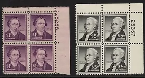 1052-1053 ($1 Henry, $5 Hamilton) Plate Blocks-Mint, og, Never Hinged - Picture 1 of 2