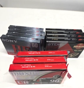 11 QTY Cassette Tapes BLANK Normal Bias 60/90 min TDK Maxell Sony - Picture 1 of 3