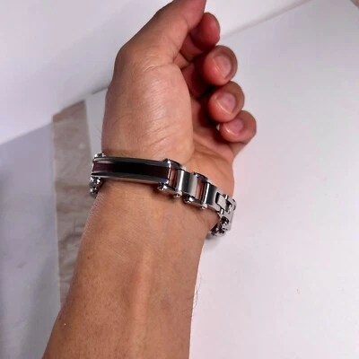 "Pulsera de acero inoxidable para hombre con tono bronce 68,41 g x 8,5""" Foto 1 de 4