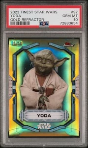 2022 Topps Finest Star Wars Gold Refractor /50 #97 Yoda - PSA 10 - Picture 1 of 2