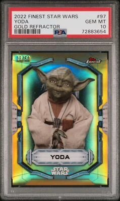 2022 Topps Finest Star Wars Gold Refractor /50 #97 Yoda - PSA 10 - Image 1 of 2
