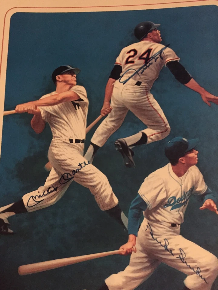 Mickey Mantle Willie Mays Duke Snider Autograph Garcia@89 Lithograph 401/1000 - Image 1 of 4
