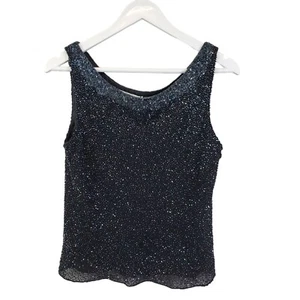 Scala 100% Silk Beaded Top Size Medium - Picture 1 of 4