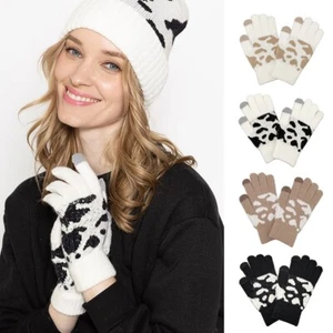 Do Everything in Love Damen Winterhandschuhe kuschelig Kuh Muster Strick Touch - Bild 1 von 15