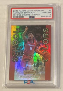 2020 Anthony Edwards Contenders colori scuola #2 Rookie #/10 PSA 8 NM-MT *POP 1* - Foto 1 di 8