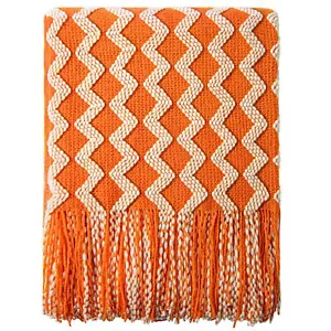 Acrylic Knitted Throw Blanket Lightweight and Soft Cozy Decorative Woven Blan... - Picture 1 of 8