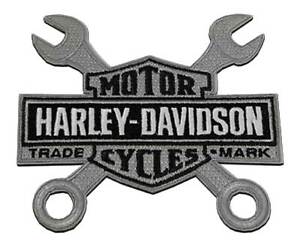 Harley-Davidson 4 Zoll Bestickte Schraubenschlüssel Bar & Schild Logo Emblem zum Aufnähen Aufnäher