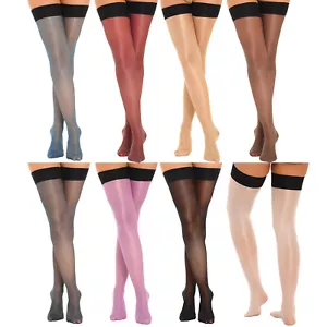 Womens Stockings Babydoll Tights Thin Socks Stay Up Nightwear Sheer Lingerie - Picture 1 of 75