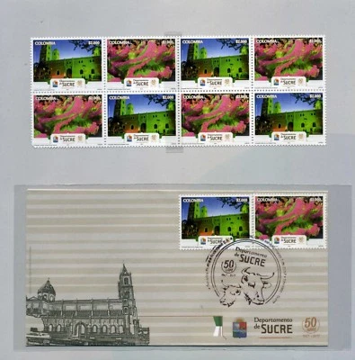 DEPARTAMENTO DE SUCRE,-50th ANNIV.  ''carpeta''  Stamps -COVER F.D.C.  2017 - Image 1 of 4