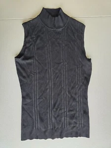 Sleeveless Black Ribbed Knit Mock Turtleneck Sweater Top By Dressbarn Size S - Picture 1 of 5