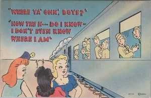 c1940s Military Comic Postcard Sexy Girls Train Soldiers Sailors UNP 11165.3 - Picture 1 of 7