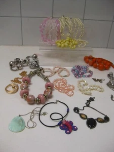 JOB LOT costume jewellery bundle Necklaces theatre craft beads pearls diamante - Picture 1 of 11