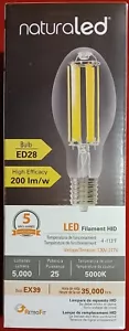 NaturaLED® LED Bulb ~ 4625 LED25FHID ~ 25W ~5000K~ 5000 Lumens ~ED28 ~ EX39 Base - Picture 1 of 14